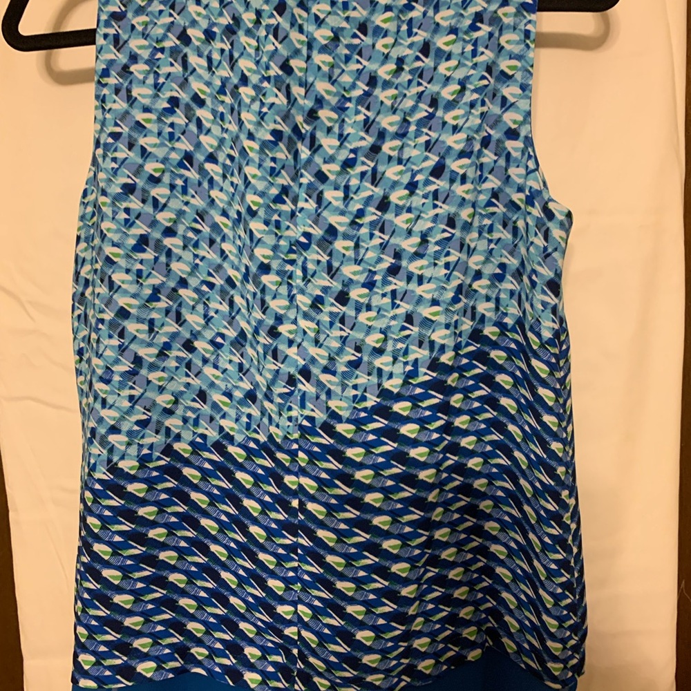 Rose & Olive Blue and Green Patterned Top